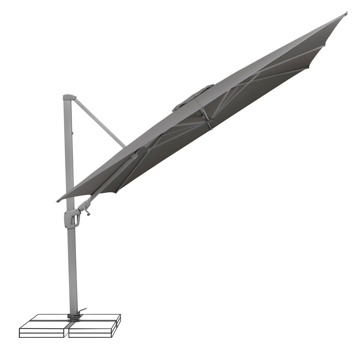 AMPELSCHIRM  300/300 cm  - Platinfarben/Dunkelgrau, Konventionell, Textil/Metall (300/300cm) - Suncomfort by Glatz