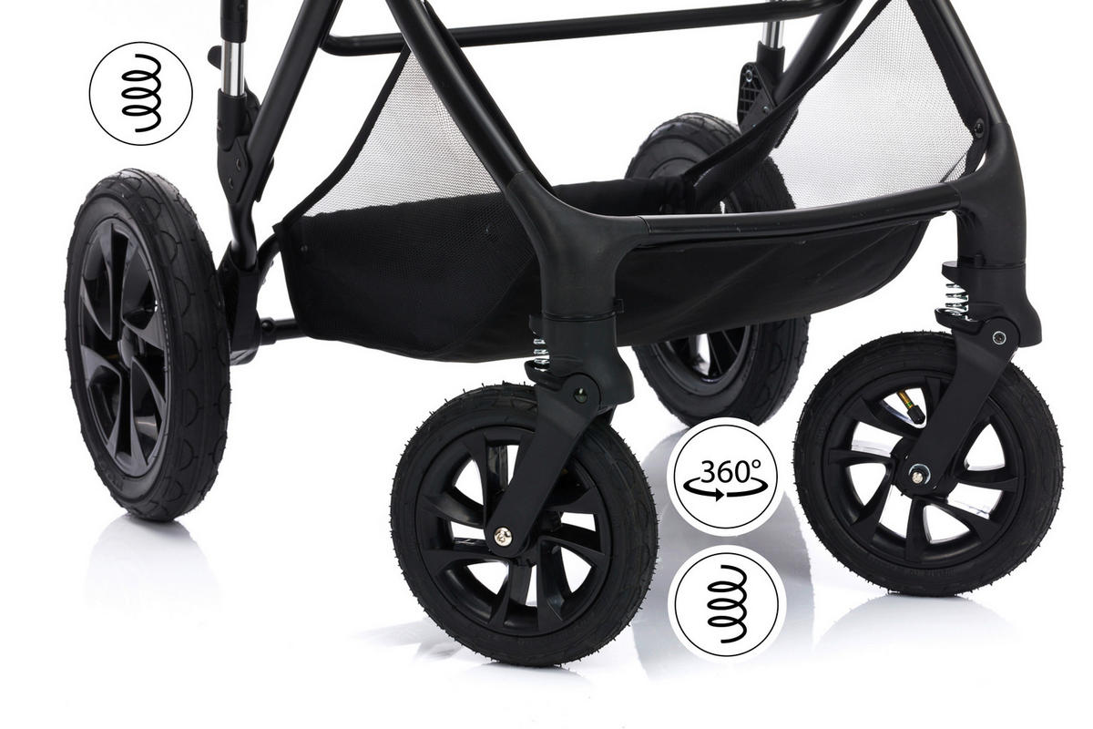 KINDERWAGENSET LIVERPOOL  - Schwarz/Grau, Basics, Textil/Metall (59/93/104cm) - My Baby Lou