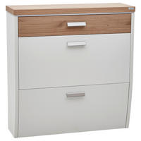 VYKLÁPĚCÍ BOTNÍK, bílá, barvy dubu, divoký dub, 92/96/31 cm - bílá/barvy stříbra, Design, kov/dřevo (92/96/31cm) - Dieter Knoll