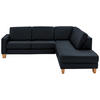 ECKSOFA in Echtleder Dunkelblau  - Eiche Bianco/Dunkelblau, Konventionell, Leder/Holz (257/235cm) - Valdera