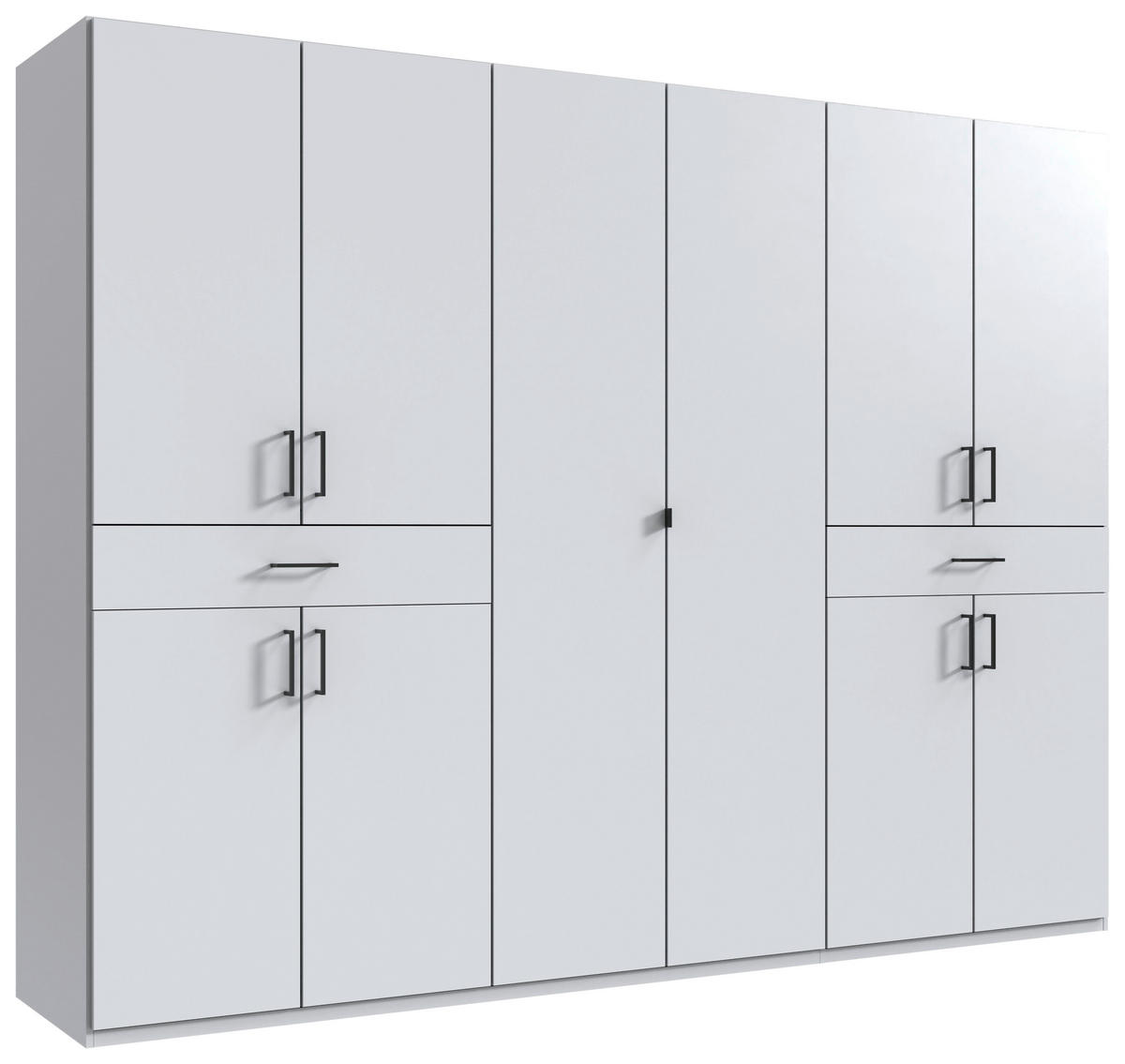 DREHTÜRENSCHRANK in Weiss  - Weiss/Schwarz, Konventionell, Holzwerkstoff/Kunststoff (270/208/58cm) - Carryhome
