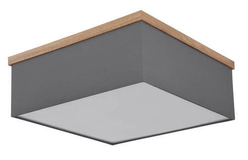 DECKENLEUCHTE Ossi 40/40/14 cm   - Anthrazit/Schwarz, KONVENTIONELL, Holzwerkstoff/Textil (40/40/14cm) - Globo