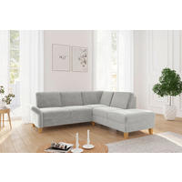 ECKSOFA ROCHELLE E Hellgrau Flachgewebe  - Eichefarben/Hellgrau, KONVENTIONELL, Holz/Textil (240/216cm) - Sit & More