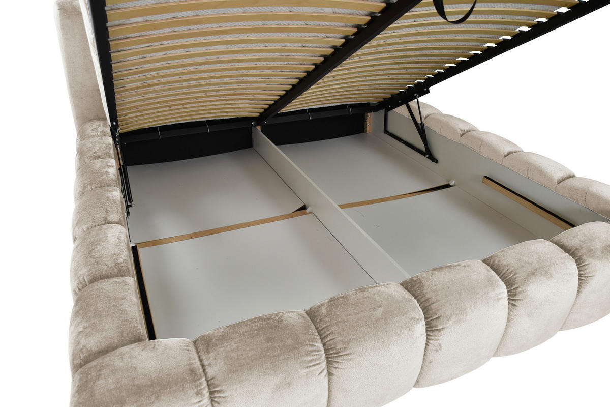 POLSTERBETT Lattenrost, Bettkasten 180/200 cm  in Creme  - Birkefarben/Creme, Trend, Holz/Kunststoff (180/200cm) - Esposa