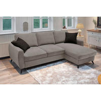 ECKSCHLAFSOFA JEFFREY Mikrovelours Taupe  inkl. Zierkissen, Rückenkissen, Stauraum  - Taupe/Schwarz, KONVENTIONELL, Textil/Metall (230/150cm) - Livetastic