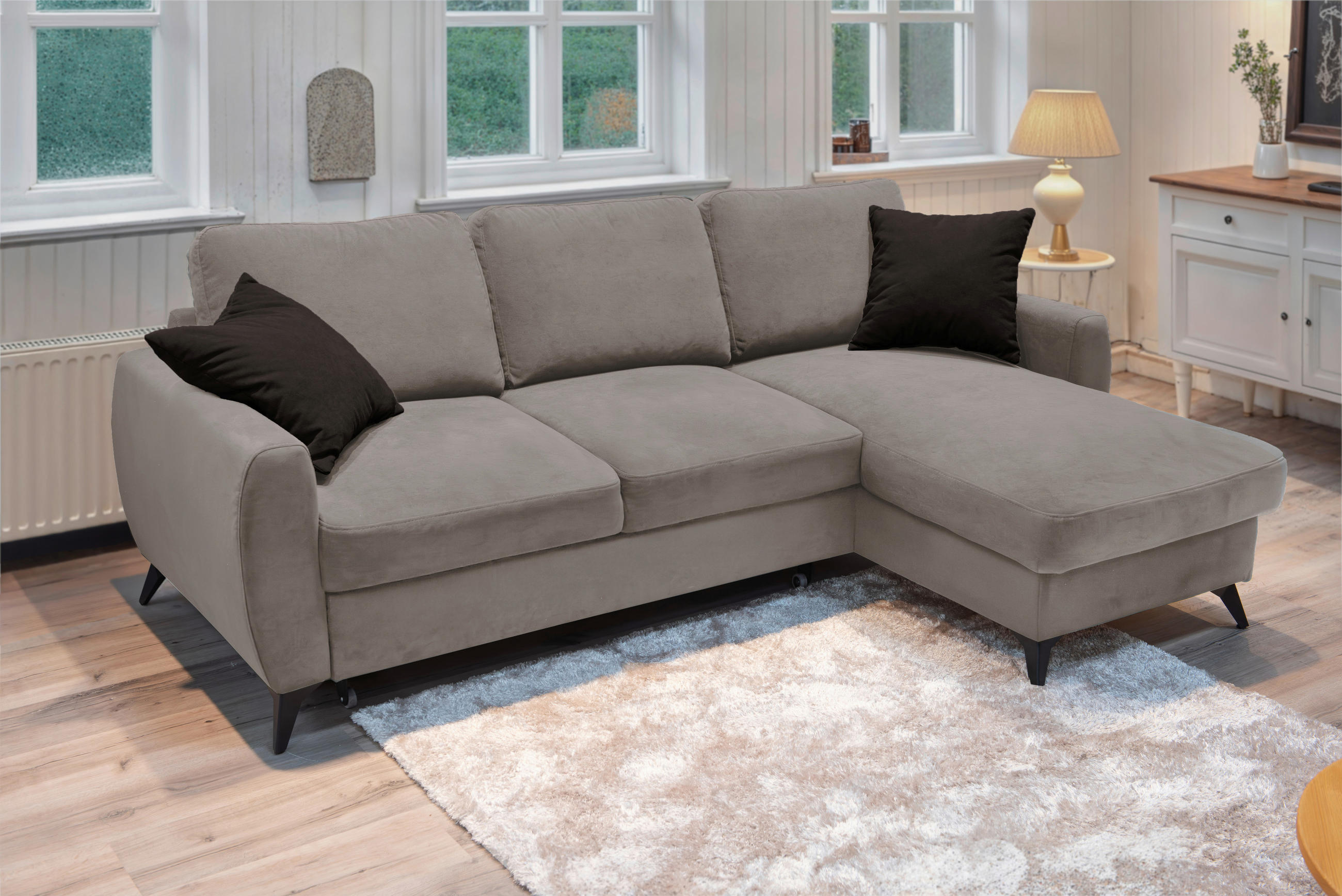 Livetastic ROHOVÁ ROZKLÁDACÍ POHOVKA, kov, textil, kompozitní dřevo, šedohnědá