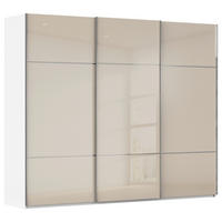 SCHWEBETÜRENSCHRANK Champagner, Weiss  - Chromfarben/Weiss, Konventionell, Glas/Holzwerkstoff (242/223/68cm) - Novel