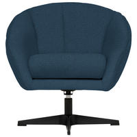 SESSEL in Chenille Blau  - Blau/Schwarz, Design, Textil/Metall (80/78/80cm) - Stylife