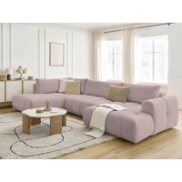 WOHNLANDSCHAFT  FUJI  Pink Leinenoptik  - Pink/Schwarz, MODERN, Kunststoff/Textil (204/377/160cm)