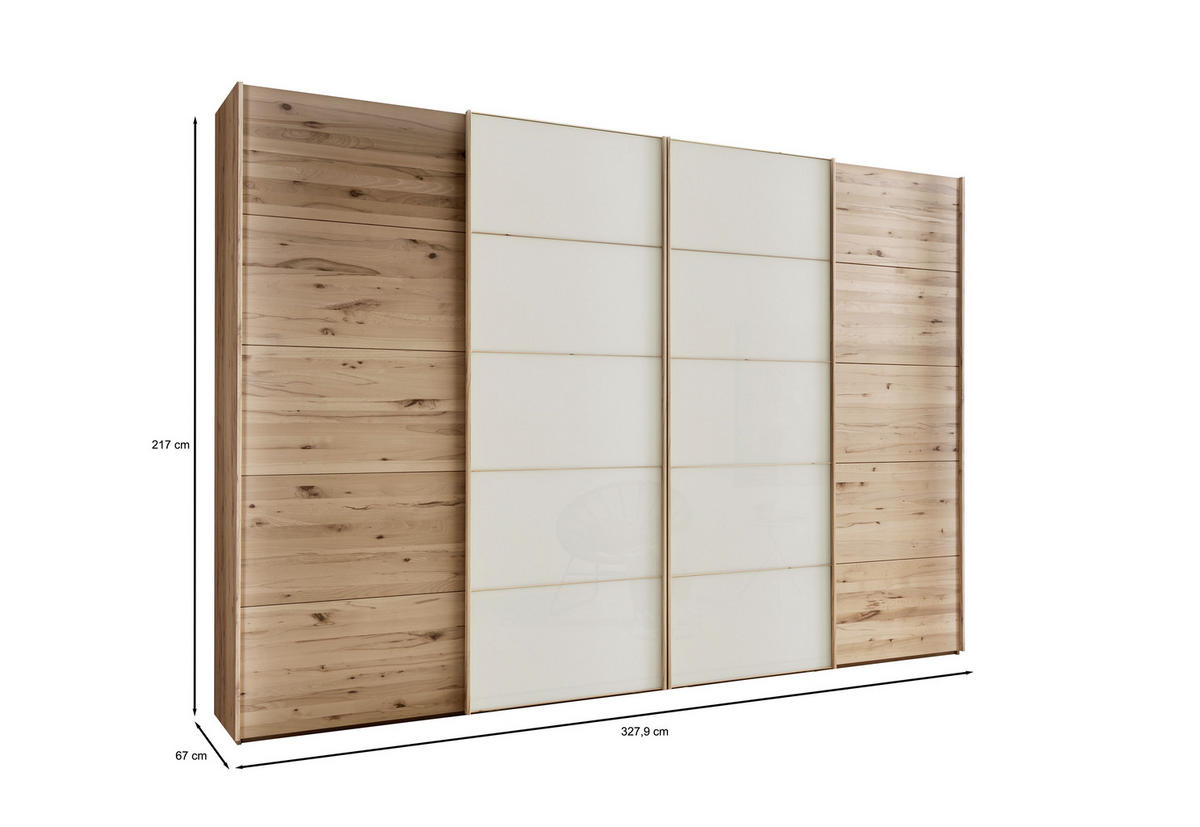 FÜGGESZTETT TOLÓAJTÓS SZEKRÉN részben tömörfa bükk bükk, Pezsgő  - Pezsgő/bükk, Natur, faalapú anyag/Üveg (330/217/67cm) - Linea Natura