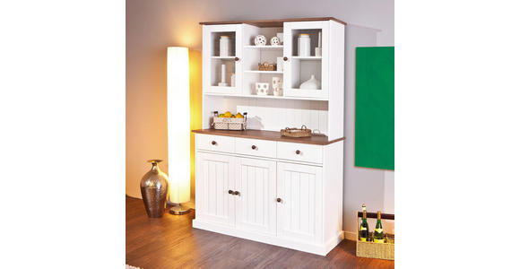 KREDENZ in massiv Kiefer Weiß - Weiß/Braun, LIFESTYLE, Holz (131/191/45cm) - Carryhome