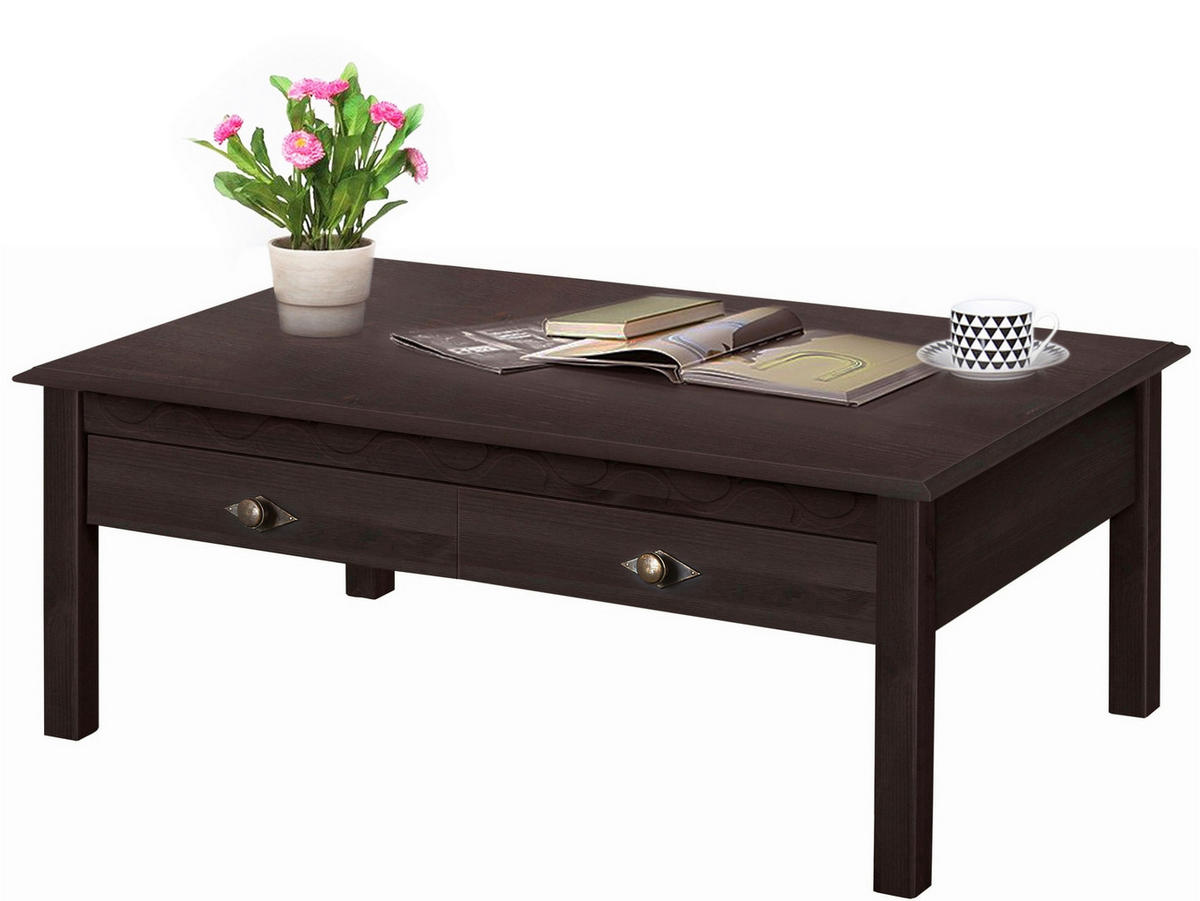 COUCHTISCH LYON Kiefer rechteckig Braun  - Messingfarben/Braun, Design, Holz/Metall (110/42/70cm) - Livetastic