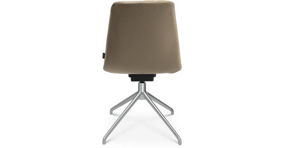 STUHL in Aluminium Echtleder pigmentiert Metall, Leder - Beige/Alufarben, Design, Leder/Metall (46/81,5-84,5/55cm) - Johann Jakob