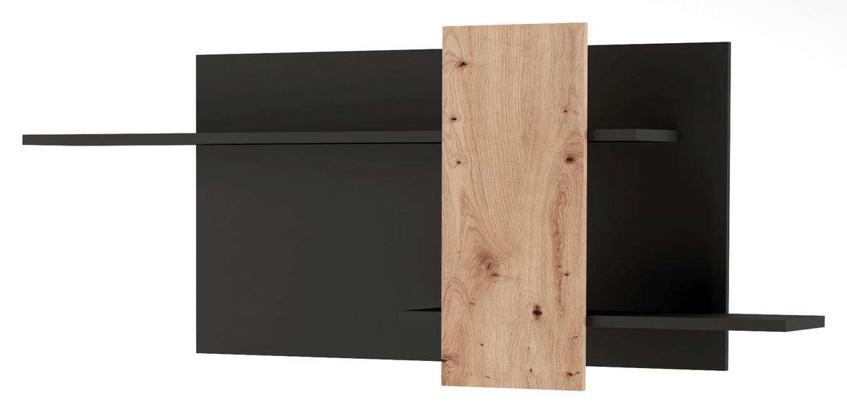 WANDBOARD Schwarz, Eiche Artisan  - Schwarz/Eiche Artisan, Design, Holzwerkstoff (170/70/25cm) - Livetastic