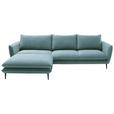ECKSOFA  in Webstoff Blaugrau  196/304 cm  - Blaugrau/Schwarz, KONVENTIONELL, Textil/Metall (196/304cm) - Hom`in