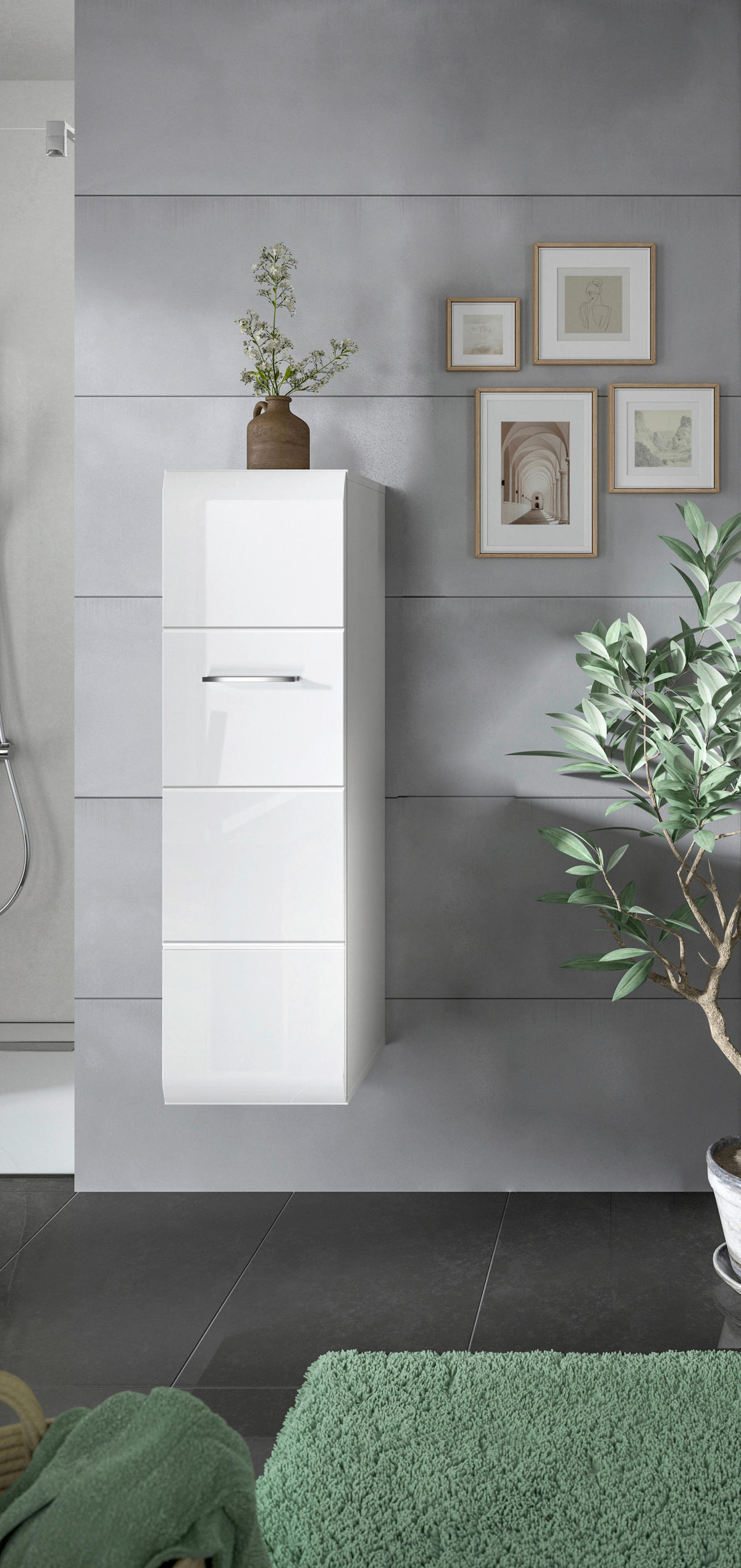 MIDISCHRANK 30/106/30 cm  - Weiss Hochglanz/Weiss, Modern, Holzwerkstoff/Kunststoff (30/106/30cm) - MID.YOU