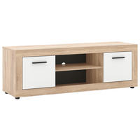 KOMODA - NISKA   140/48/40 cm   bijela, hrast Sonoma   - bijela/crna, Design, drvni materijal/plastika (140/48/40cm) - MID.YOU