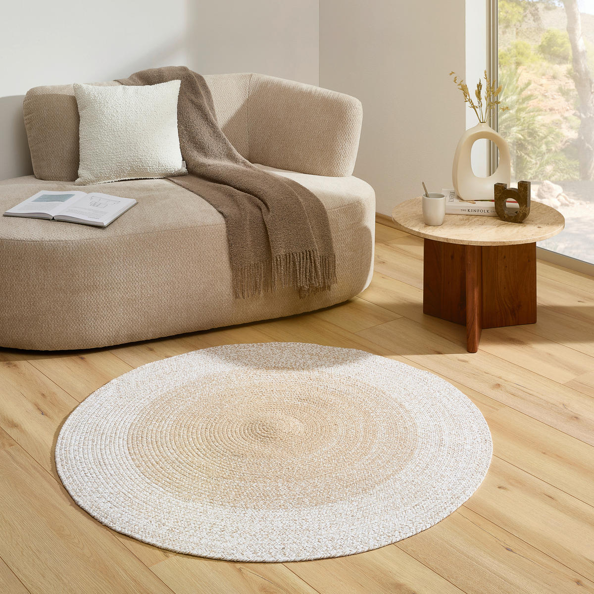 KOBEREC TKANÝ NA PLOCHO, 120 cm béžová - béžová, Trend, textil (120cm) - Novel