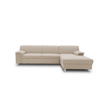 ECKSOFA 251/150 cm  in Webstoff Beige  251/150 cm  - Chromfarben/Beige, KONVENTIONELL, Textil/Metall (251/150cm) - MID.YOU