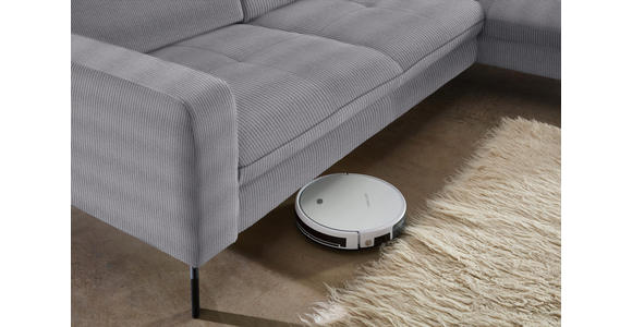 ECKSOFA Anthrazit Cord Rücken echt  - Anthrazit/Schwarz, Design, Textil/Metall (302/178cm) - Carryhome