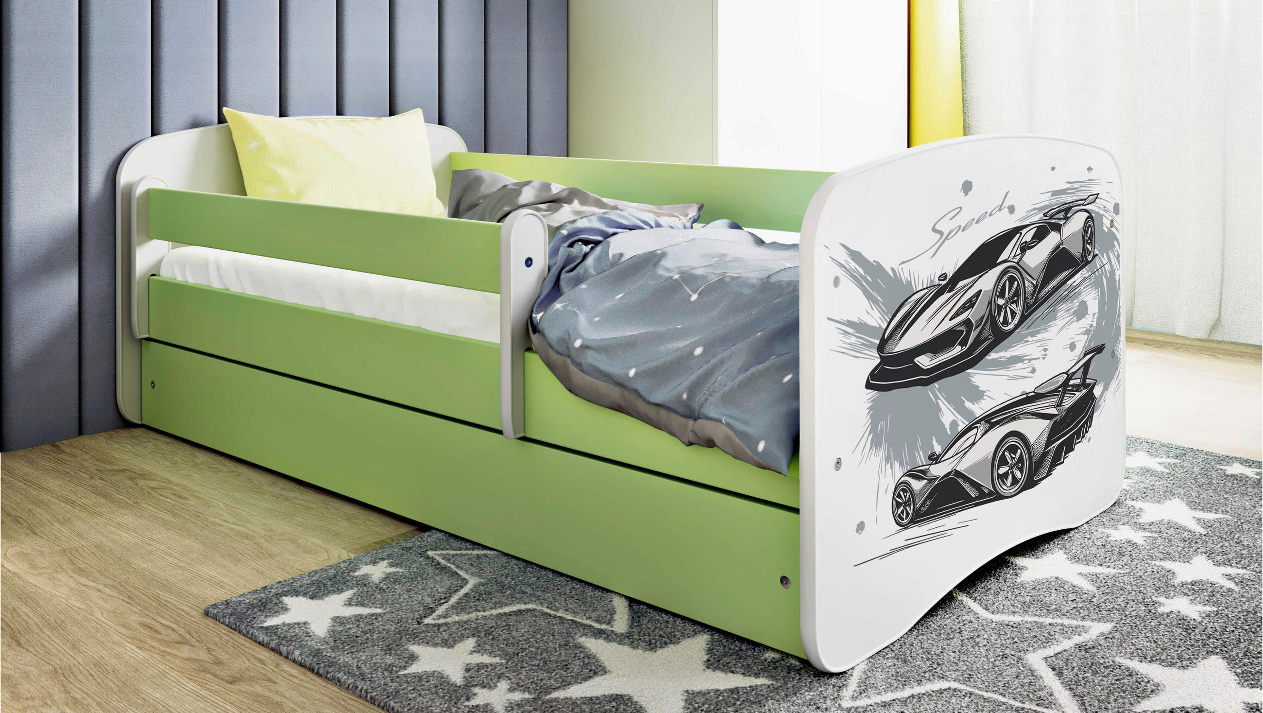 KINDER-/JUNIORBETT 80/160 cm  in Grün, Weiß  - Birkefarben/Weiß, MODERN, Holz/Holzwerkstoff (80/160cm) - MID.YOU