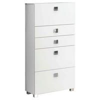 MIDISCHRANK 65,0/133,5/34,5 cm  - Chromfarben/Weiß, MODERN, Holzwerkstoff/Metall (65,0/133,5/34,5cm) - MID.YOU