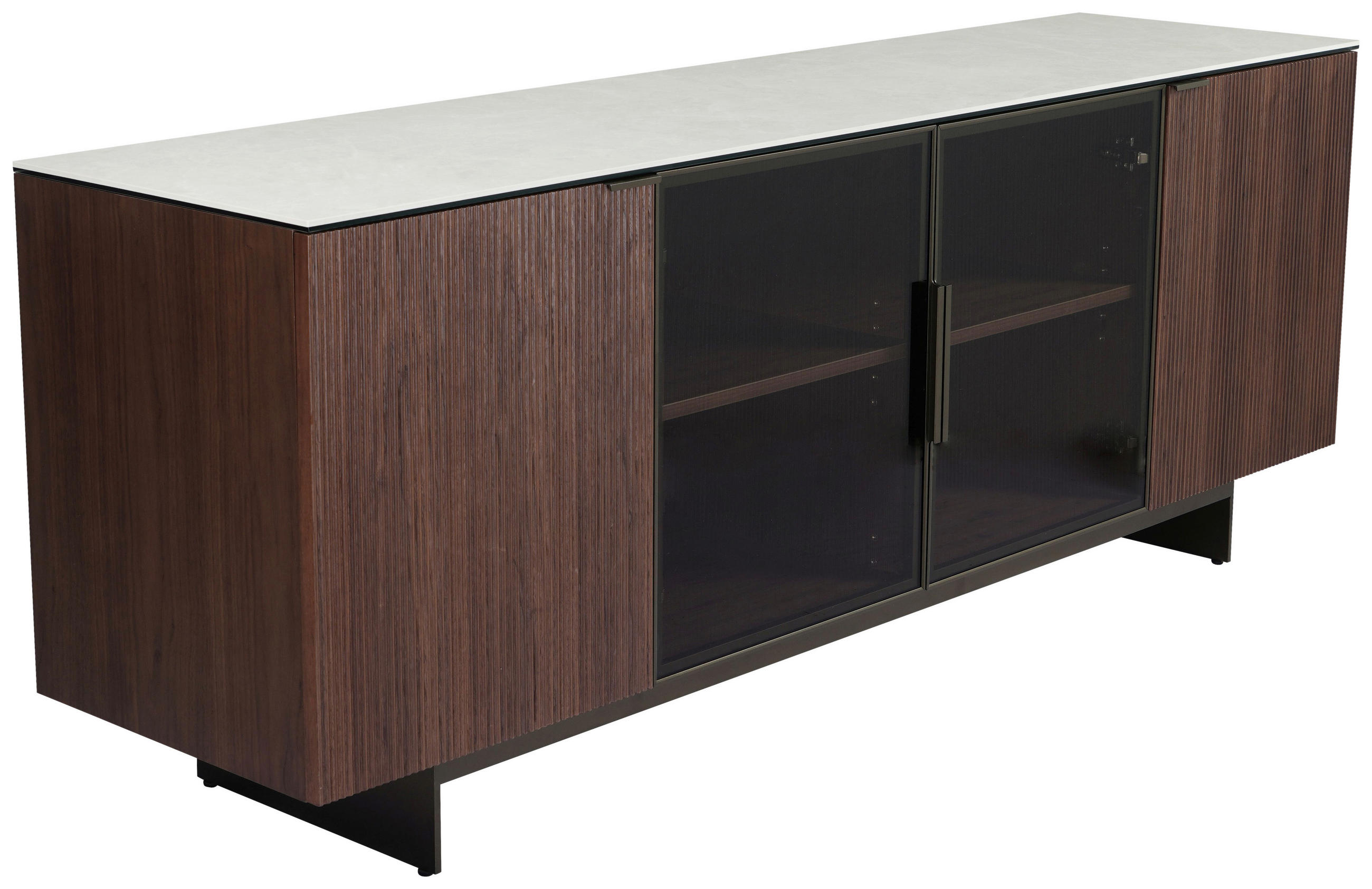 SIDEBOARD  200/77/50 cm  - Beige/Walnussfarben, Design, Glas/Keramik (200/77/50cm) - Dieter Knoll