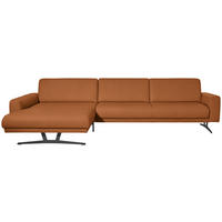 ECKSOFA in Echtleder Cognac  - Cognac/Anthrazit, Konventionell, Leder/Metall (179/324cm) - Johann Jakob