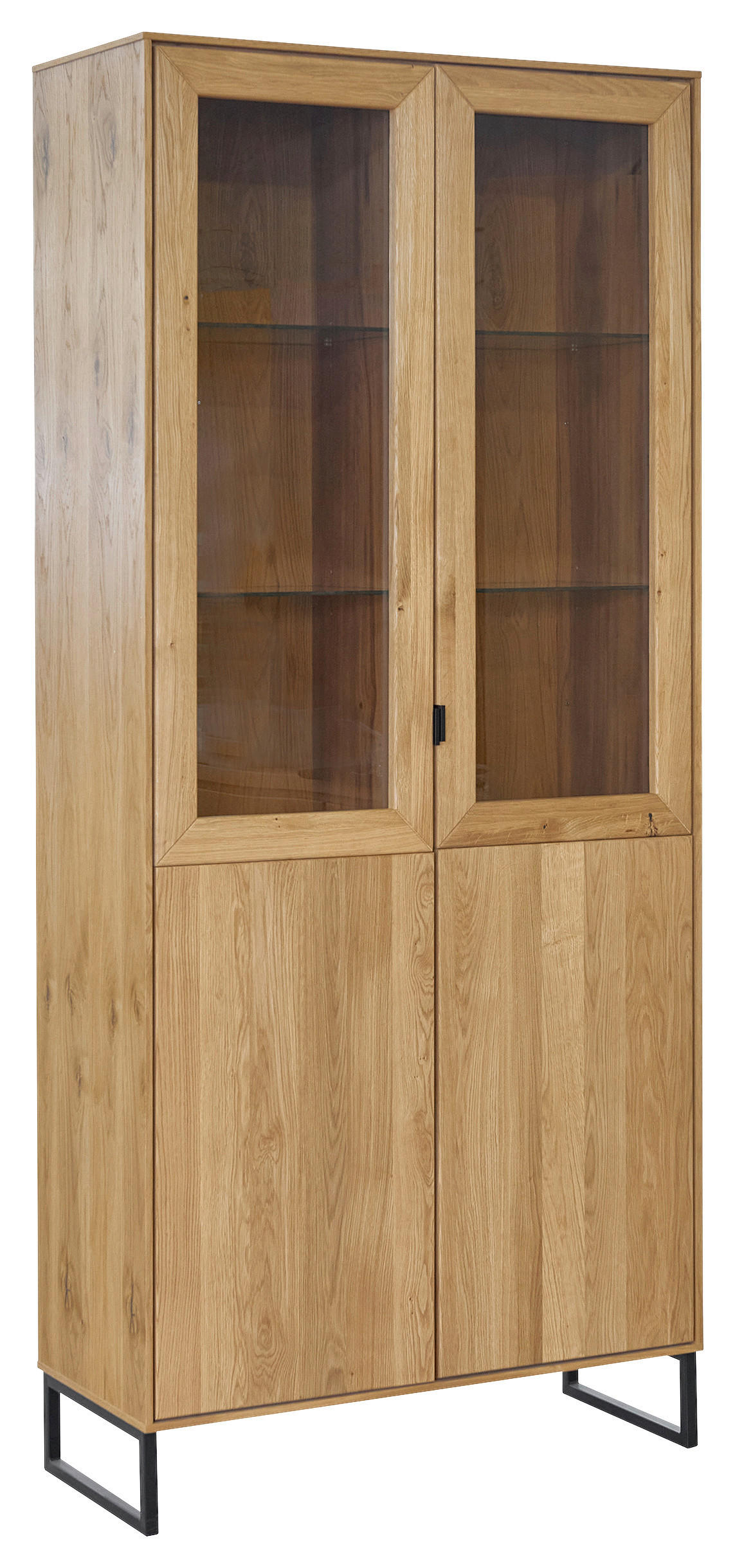 VITRINE  in furniert Eiche Eichefarben  - Eichefarben/Schwarz, Natur, Glas/Holz (92/208,8/40cm) - Carryhome