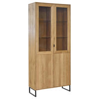 VITRINE  in furniert Eiche Eichefarben  - Eichefarben/Schwarz, Natur, Glas/Holz (92/208,8/40cm) - Carryhome