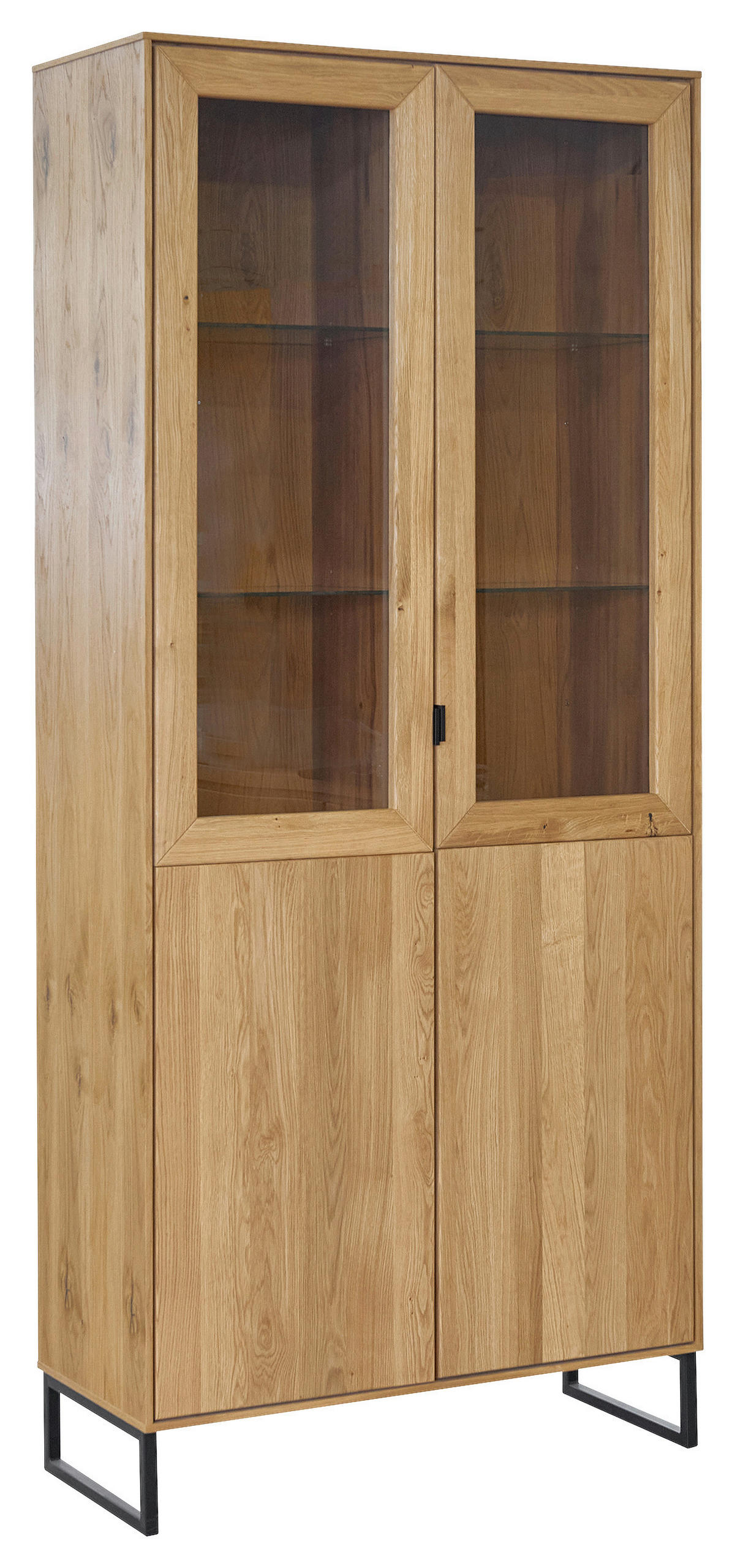 VITRINE  in furniert Eiche Eichefarben  - Eichefarben/Schwarz, Natur, Glas/Holz (92/208,8/40cm) - Carryhome
