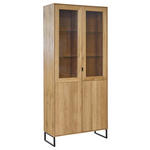 VITRINE  in furniert Eiche Eichefarben  - Eichefarben/Schwarz, Natur, Glas/Holz (92/208,8/40cm) - Carryhome