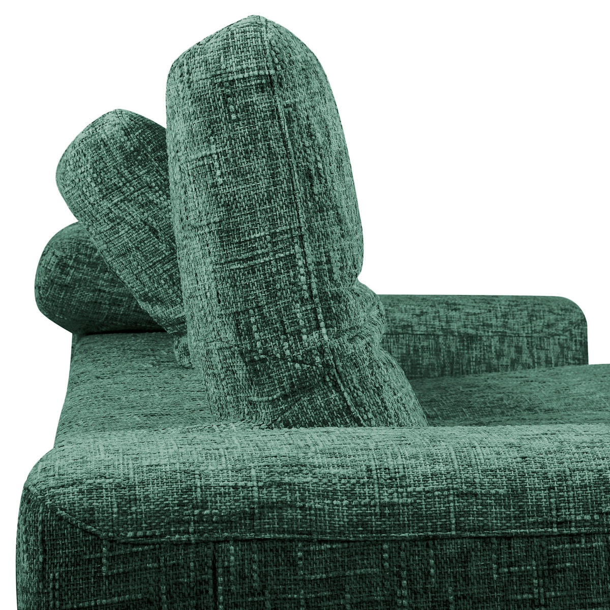 ECKSOFA PORTLAND in Struktur Grün Kopfteilverstellung  187/295 cm  - Schwarz/Grün, Design, Holz/Textil (187/295cm) - Livetastic