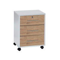 ROLLCONTAINER  - Eichefarben/Silberfarben, LIFESTYLE, Holzwerkstoff/Metall (44/58cm) - MID.YOU