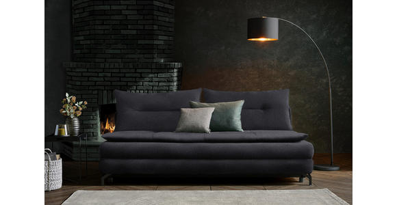 SCHLAFSOFA in Webstoff Dunkelgrau - Dunkelgrau/Schwarz, MODERN, Textil/Metall (208/73/92/102cm) - Novel
