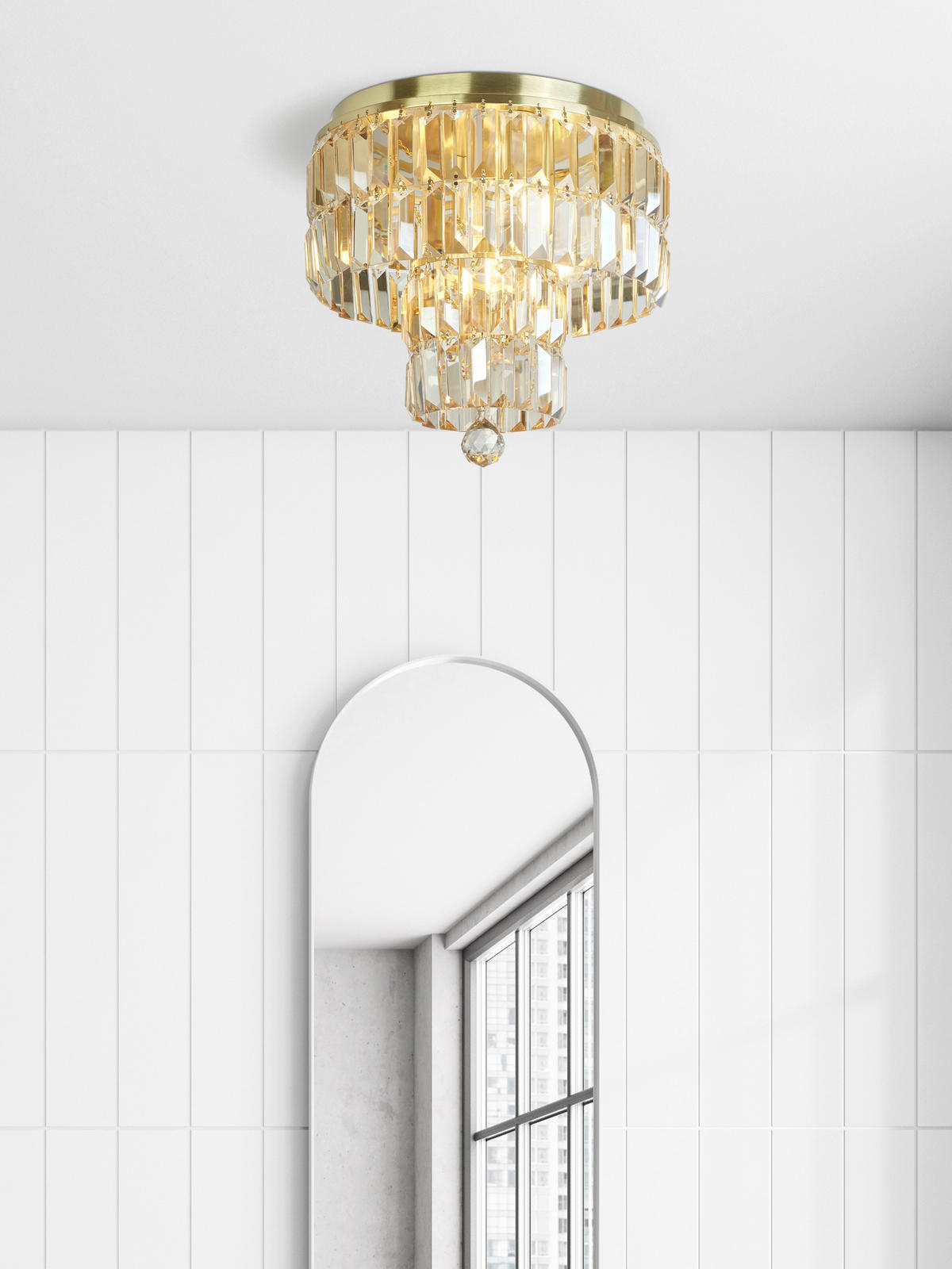 BADEZIMMER-DECKENLEUCHTE Empire 34/33 cm  - Messingfarben, Design, Glas/Metall (34/33cm)