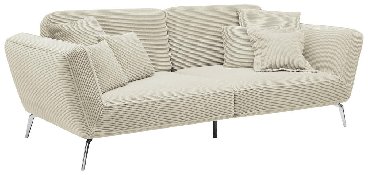 3-SITZER-SOFA Cord Creme  - Chromfarben/Creme, KONVENTIONELL, Kunststoff/Textil (260/90/125cm) - SetOne by Musterring
