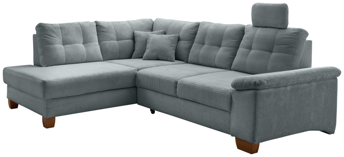 ECKSOFA in Cord Hellblau  - Naturfarben/Hellblau, Modern, Holz/Textil (206/274cm) - Livetastic