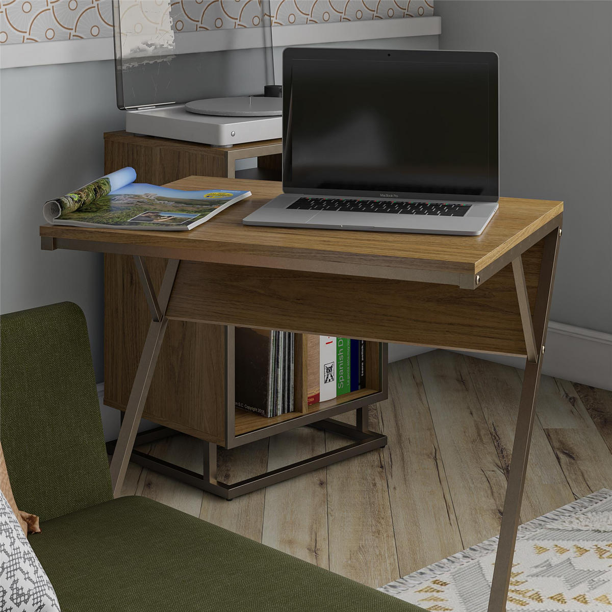 SCHREIBTISCH 64/72/49 cm  in Messingfarben, Walnussfarben  - Messingfarben/Walnussfarben, Design, Holzwerkstoff (64/72/49cm) - MID.YOU