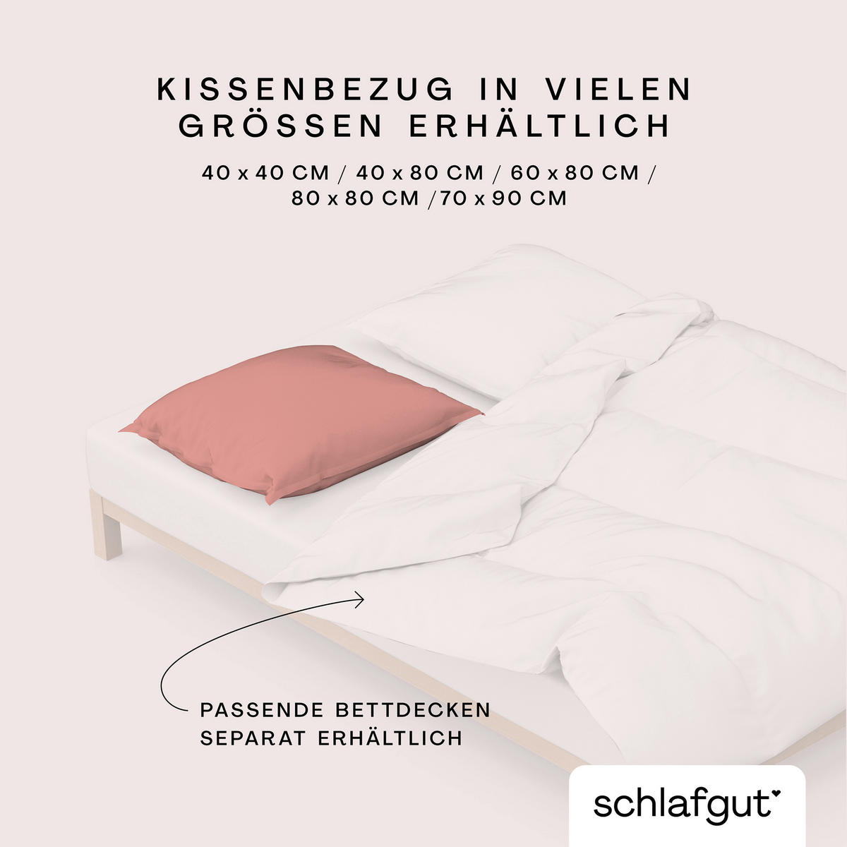 KOPFPOLSTERBEZUG WOVEN SATIN 60/80 cm  - Dunkelrosa, Basics, Textil (60/80cm) - Schlafgut