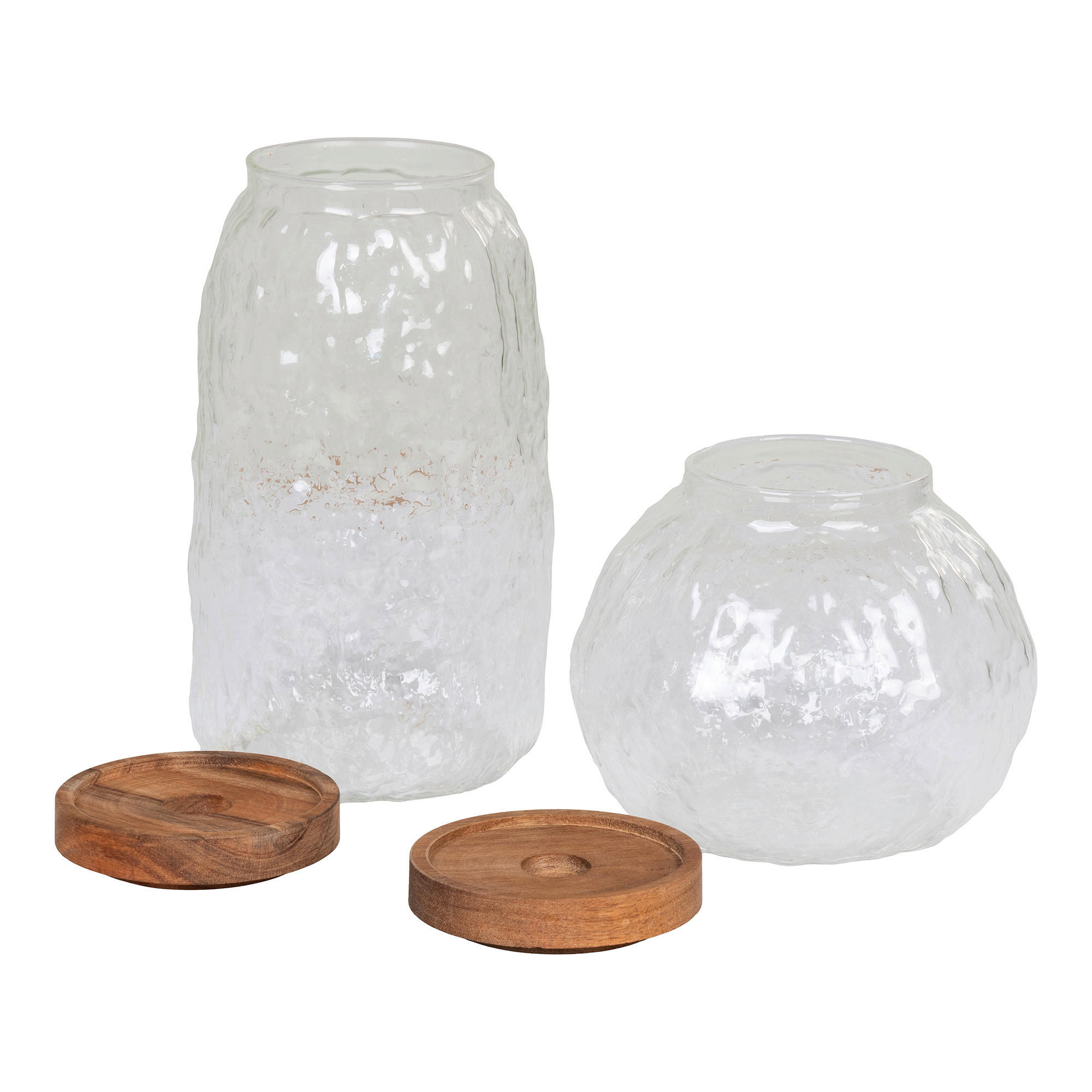 FÖRVARINGSGLAS SET 2 delar  - klar/brun, Design (14/21/10cm)