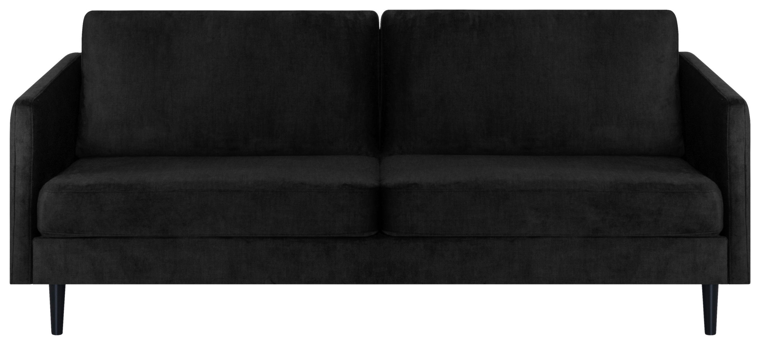 3-SITS SOFFA i velour svart  - svart, Klassisk, trä/textil (196/77/89cm) - Hom`in