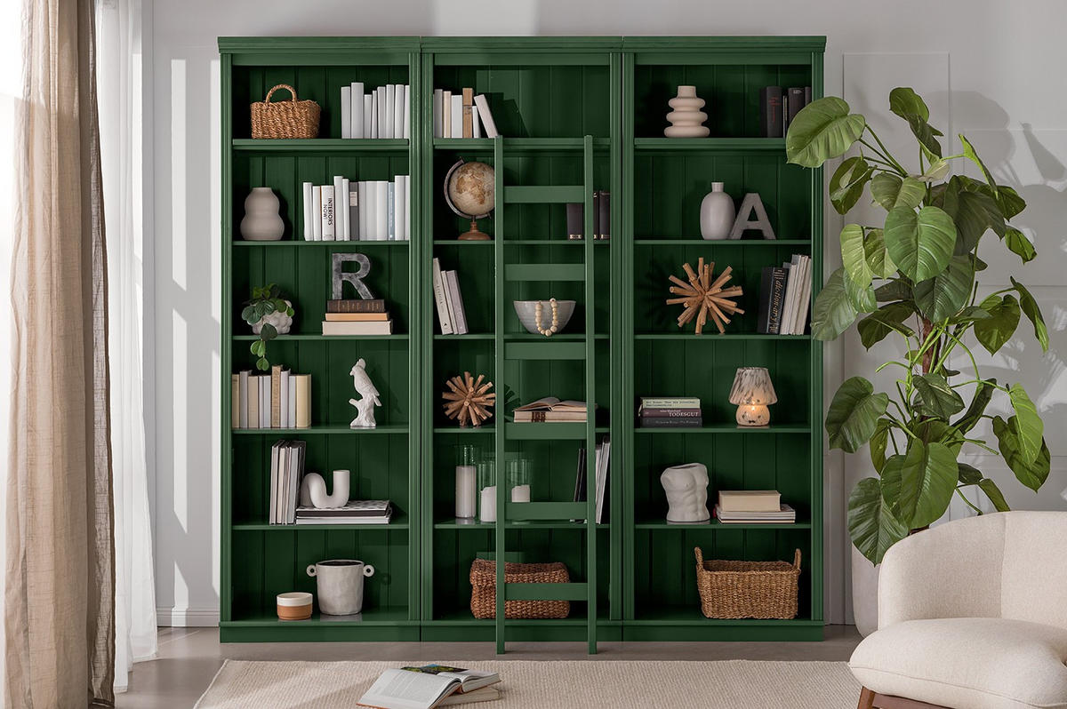 BÜCHERWAND Kiefer massiv Grün  - Grün, Design, Holz (222/223/37cm) - Livetastic