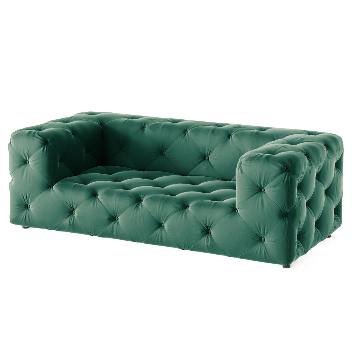 2-SITZER-SOFA Fresco in Samt Dunkelgrün  - Dunkelgrün/Schwarz, Design, Kunststoff/Textil (193/71/100cm) - P & B