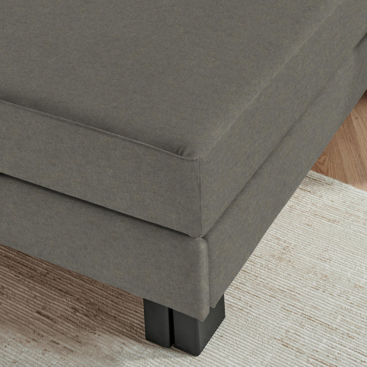 LIEGE  in Velours Hellgrau  - Eiche dunkel/Hellgrau, MODERN, Holz/Textil (137/72/155cm) - Joka