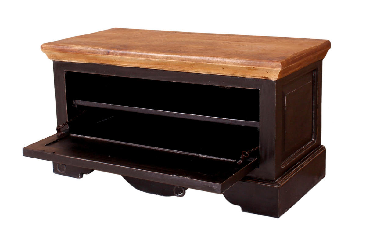 SCHUHSCHRANK Mangoholz massiv Schwarz, Honig  - Schwarz/Honig, Design, Holz/Holzwerkstoff (85/45/40cm) - MID.YOU