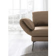 RÉCAMIERE in Echtleder Hellbraun  - Chromfarben/Hellbraun, Design, Leder/Metall (209/85-109/95-16cm) - Dieter Knoll