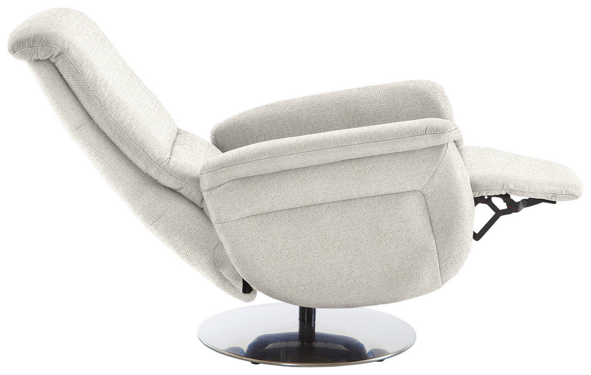 RELAXSESSEL Textil Ecru  - Ecru/Edelstahlfarben, Konventionell, Textil/Metall (79/112/94cm) - Beldomo Premium