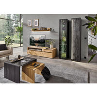 WOHNWAND  in Schwarz, Eichefarben 295/206/57 cm  - Eichefarben/Anthrazit, Natur, Glas/Holz (295/206/57cm) - Valnatura