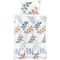 BETTWÄSCHESET Satin 160/210 cm  70 cm/50 cm  - Weiss/Pastellblau, Basics, Textil (160/210cm) - Ambiente